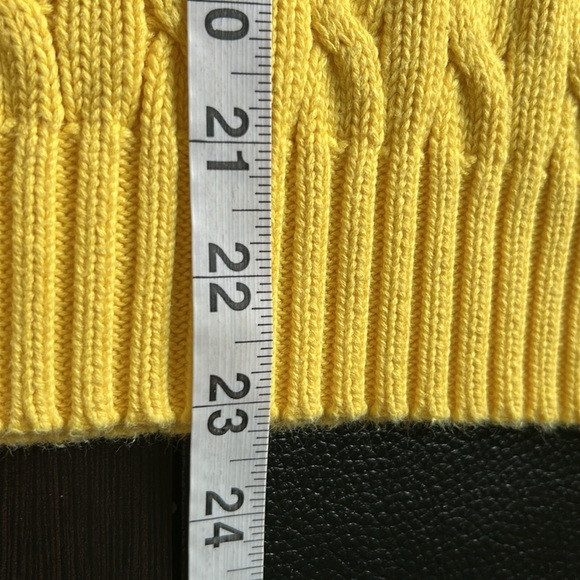 Polo Ralph Lauren Cable-Knit Cotton VNeck Sweater Yellow Pony Purple Sz L - Picture 11 of 11